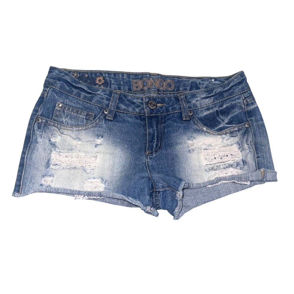 BONGO Blue Distressed Denim Jean Shorts